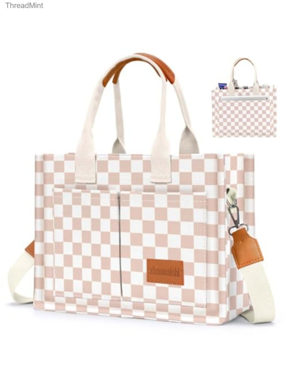 Canvas Tote Bag for Women with Pockets Crossbody Shoulder Handbags Work Large